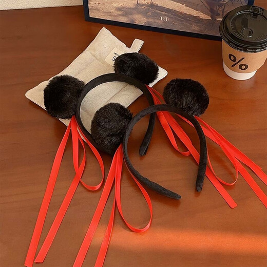 SNQP Cute Nezha Hairband Hair Ball Ball Hair Card Funny Photo Props Headwear Nezha Headband Children Nezha Hair Ball Black Hairband One Pack