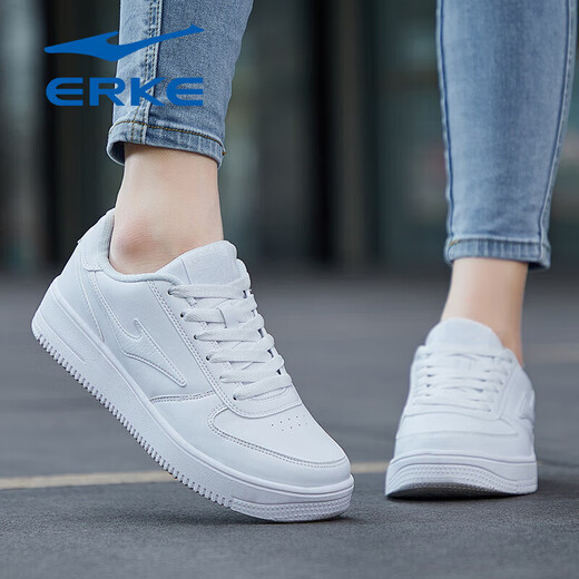 Hongxing Erke Women's Shoes White Black Versatile Sneakers Thick Sole 2025 New Air Force One Light Casual Sports Shoes Winter White Shoes True White (Versatile and Lightweight) 36 Official Straight