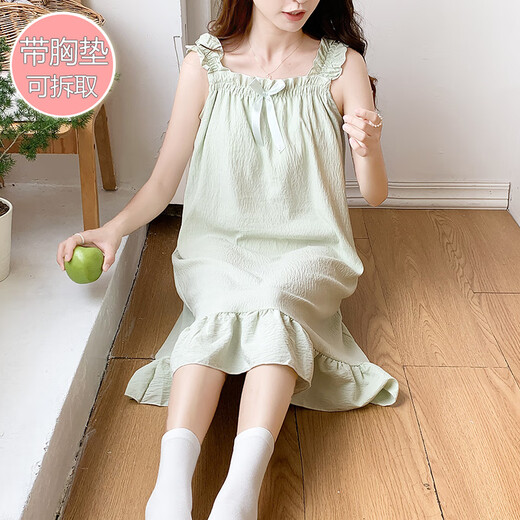 Sofea sommer sweet groß in nachthemd mit Brustkissen dünne lose Fett MM Home Kleidung Y6623# Pink 170 m