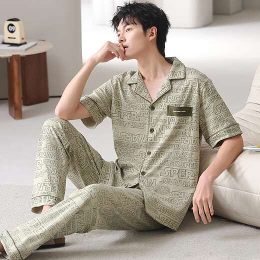 Herren-Pyjamas Frühling und Herbst Langarmgeschwindige Freizeitkleidung mit großer Set N9859 175 L