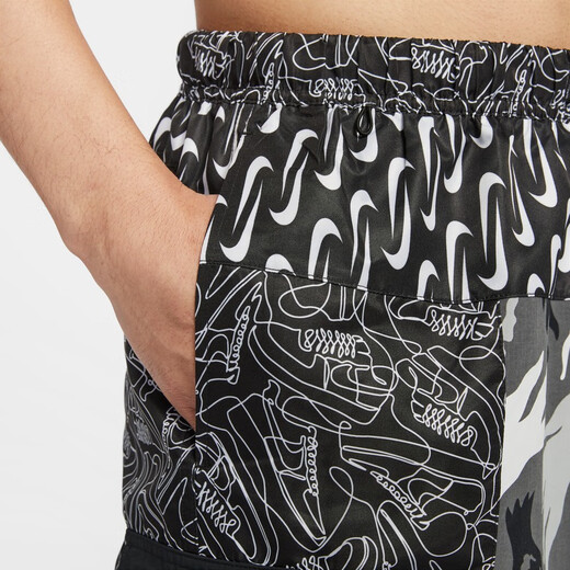 
Nike (NIKE) official men's beach shorts summer swimming casual vacation sports pants splicing comfortable FZ7373 034 black/white/light smoke ash/black M