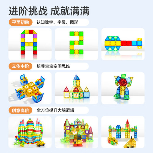 Magic Magnetic Player (MAGPLAYER) Color Window Magnetic Child Toys 158 pieces containing 4 cars magnetic building block puzzles for boys and girls aged 3-6 years old