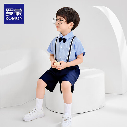 Traz de traje pequeño de Romon Boys 'Traje de flores del primer cumpleaños de los niños Disfraz de rendimiento infantil azul marino 130