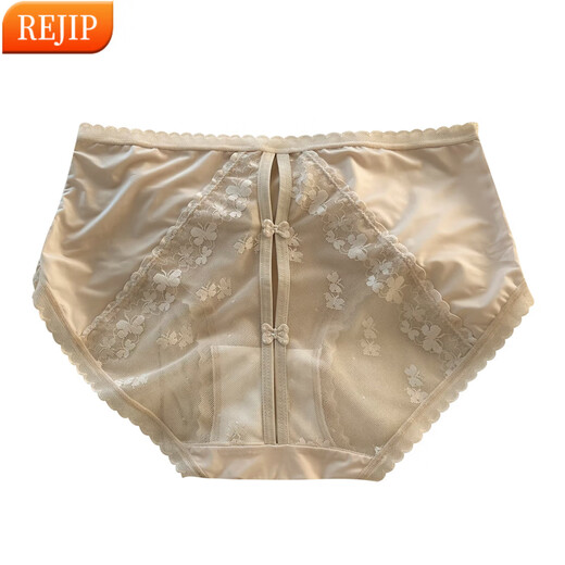REJIP sexy underwear for women, mulberry silk crotch 2025 new French pure lace hollowed-out shorts for girls Y3899-skin color L 100-120Jin[Jin equals 0.5 kg]