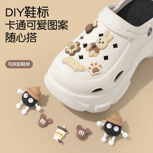
G.DUCKKIDS little yellow duck children's thick-soled hole shoes 2025 new summer girls wear high-end non-slip parent-child bag-toe slippers Kapibala-white 34 -35