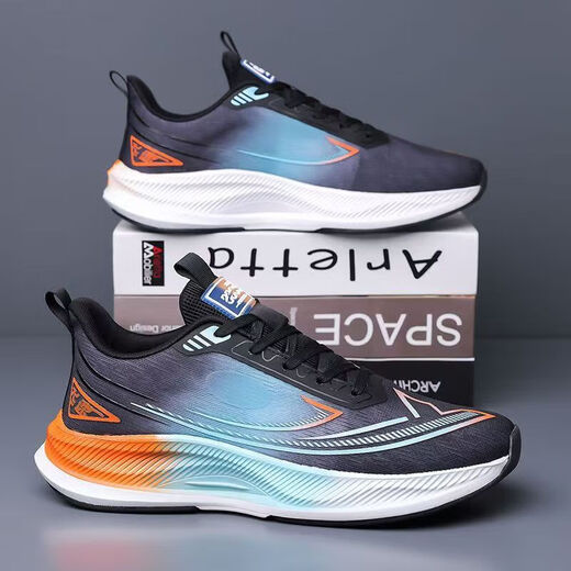 
Men's shoes for spring and summer new style flying woven breathable mesh running shoes soft sole shock-absorbing men's sports trendy shoes LS-826 blue and white 42