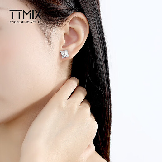 TTMIX Fashion Platinum Earrings Women's Platinum Earrings pt950 Platinum Earrings Round Honeycomb Platinum Earrings 3.1-3.3g