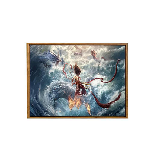 Nezha Digital Oil Painting 2025 NEU NEZHA 2: DEMON-SEA DIGITAL OIL MALER MALES BEIMALTED GRAFFITI Cartoon LL12147 30*40 cm Dicke Innenrahmen + schöner äußerer Rahmen [