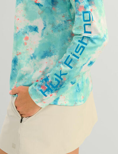 HUK women's quick-drying sun protection sports pullover 1/4 zipper stand collar polyester breathable and sweat-wicking fishing outdoor Bermuda Medium