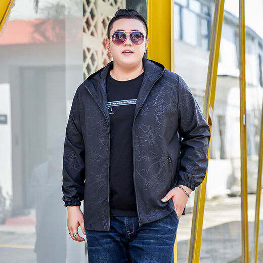 Fhhuabd Plus Fat Jacket Fat Jacket Fat Jaqueta delgada Spring and Autumn Flow Tend tendencia Top Clothing 826 Spring and Autumn Black l 100-120Jin [Jin equivale a 0.5 kg]