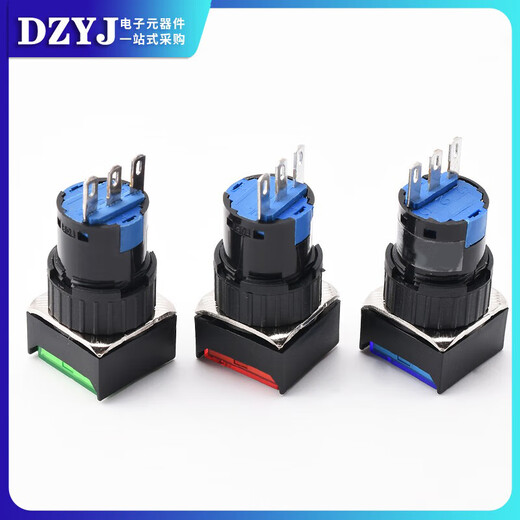 DZYJ push button switch LA16 with light point reset self-locking square rectangular round start power button 16mm green rectangular (self-resetting) No Specifications