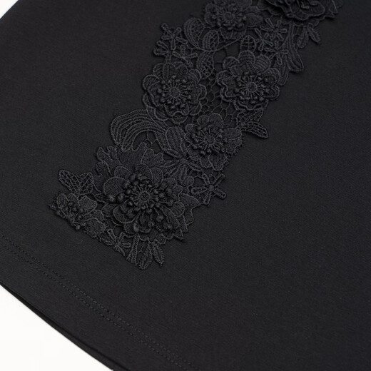 Dunnu (Dunnu) 2025 Sommer neuer runder Hals kurzarm modisch lose, schlankes Freizeit-T-Shirt für Frauen, schwarz s