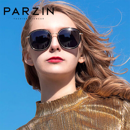 帕森 PARZIN偏光太阳镜女士彩色复古墨镜女显脸小眼镜架防紫外线9905 磨砂紫反光膜紫色片