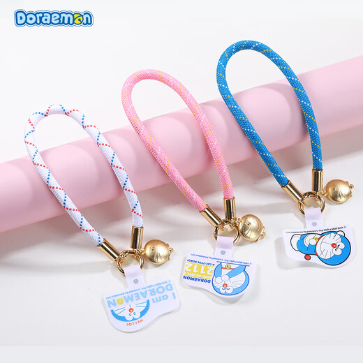 ROCK Doraemon mobile phone lanyard wrist style short braided anti-theft and anti-lost artifact anti-fall portable durable high-end cute cartoon men and women wrist rope classic half face