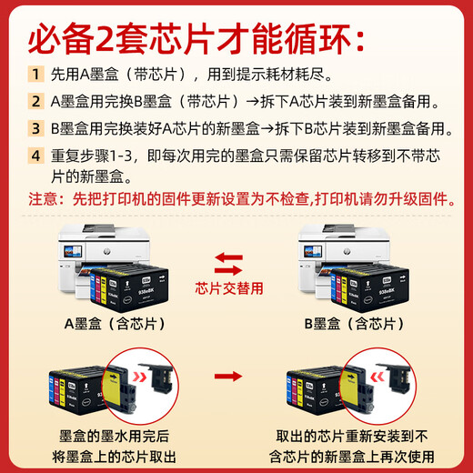 淘物人适用惠普936/937/938原装墨盒加墨HP9720 9730 打印机循环加墨 938e大容量墨盒一套（含芯片）