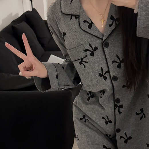 Hualin Mode Frauenpyjamas Frühlings- und Herbst-Spitzen-Langarm-Heimkleidung Zwei-teiliger Set E6621 175 L [95-110jin [Jin gleich 0,5 kg]]]