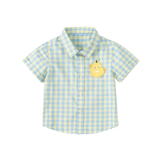 David Bella Ollet sells children's shirts, boys' shirts, cute baby tops, summer clothes, plaid shirts for boys, yellow 80 cm (recommended height 73-80cm)