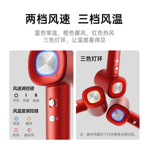 CETIS Mercure Xinda hair dryer household low-noise 100 million-level negative ion 1600w high-power high-speed hair dryer five-star hotel with the same type of constant temperature hair dryer HD-900 as a gift Chinese red | Good choice for gifts | Follow and be gifted