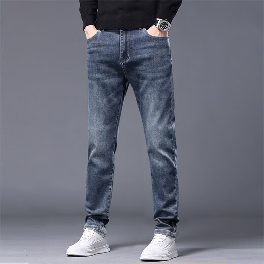 Avec des jeans extensibles de printemps de Yishion purs pour les hommes minces droits et polyvalents à la mode pantalons longs d'été 2025 Nouveau style 6621 bleu et gris 29