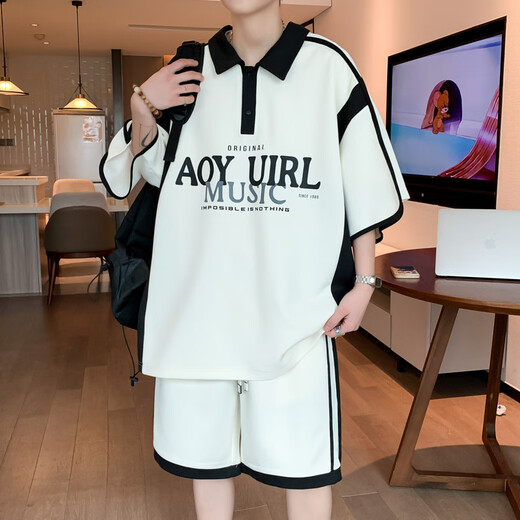 
Baoming short-sleeved T-shirt male teenagers 12-15 years old boys clothes 13 junior high school students POLO shirt 14 big children's summer suit set 6629 black (short-sleeved + shorts) quality assurance L 110-130Jin [Jin equals 0.5 kg]