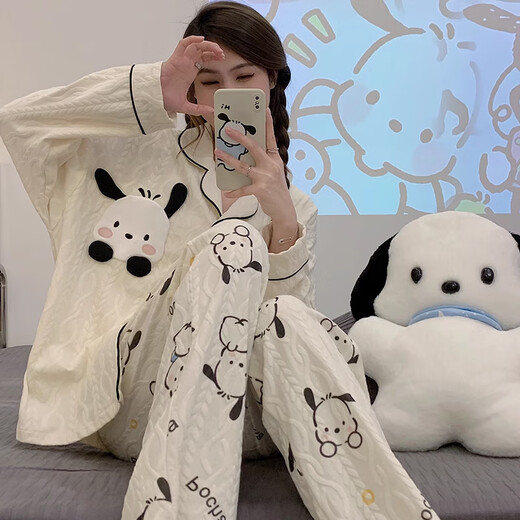 Gemas coloridas Pajamas Cardigan de verano para mujeres pantalones de manga larga traje de verano Summer Ladies 2025 Nuevo dibujos animados Primavera Otoño Otoño Invierno Home Cabina SSM-3882 190 3XL [155-180Jin [Jin equivale a 0.5 kg]]