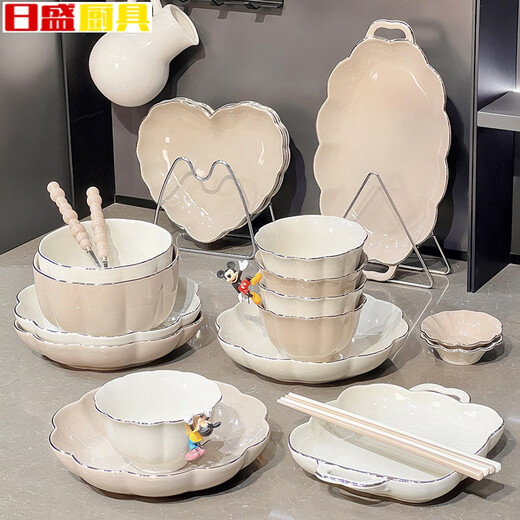 欧泡沫餐具乔迁之喜4-6人轻奢新房子搬新家礼物实用餐具碗筷套装入宅乔 描金款4-6人食礼盒装【1355】