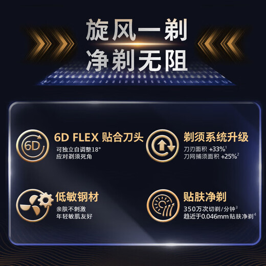 飞利浦电动剃须刀旋风系列刮胡刀 导须净剃6D自贴合刀头 成人礼生日礼物送男友送老公 七夕情人节礼物 重磅新品S2882