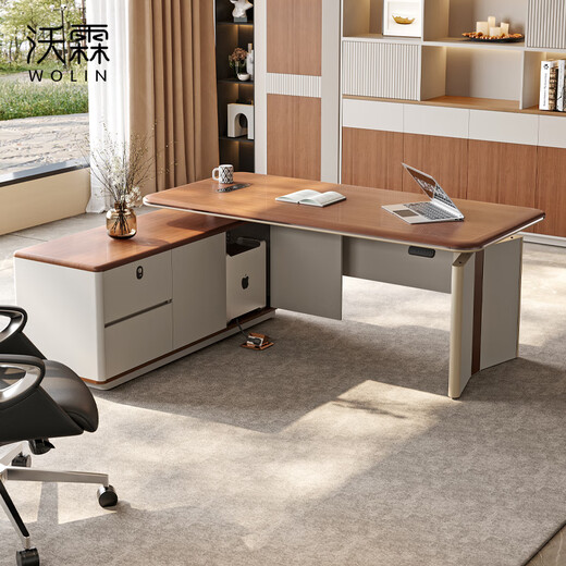 Wolin E0 class electric lift desk boss desk office modern simple smart adjustable manager desk chair 2.0 meter table dual motor + 2.6 meter filing cabinet