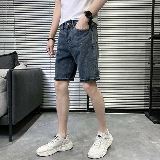Pushui Fangfang Summer Thin Denim Shorts Мужские модные ретро, промытые пять кубических брюк.