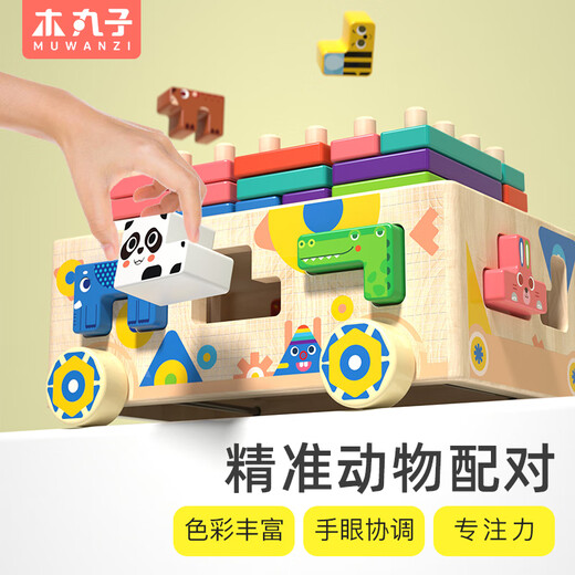 Albóndigas de madera, animales, automóvil de inteligencia geométrica, auto de compás, juguetes de educación temprana, regalos de cumpleaños para niños y niñas, decoración del hogar