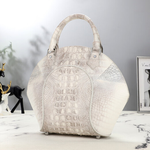 Kavanti Himalaya Shell-Tasche Licht Luxusmarke Strukturierte Krokodil-Leder-Frauentasche Echtes Leder große Kapazität Crossbody Handtasche Himalaya White-Small
