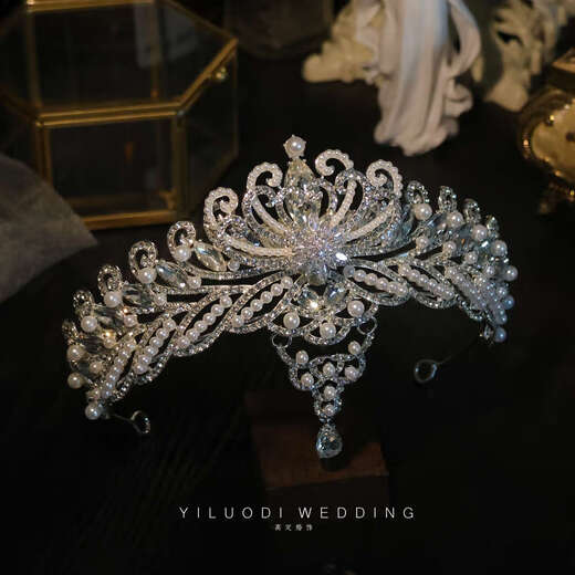 
Kawamori elegant and gorgeous European and American retro bride crown wedding wedding dress crown styling and makeup headdress stage birthday hair accessories retro zircon pendant crown YLD-096