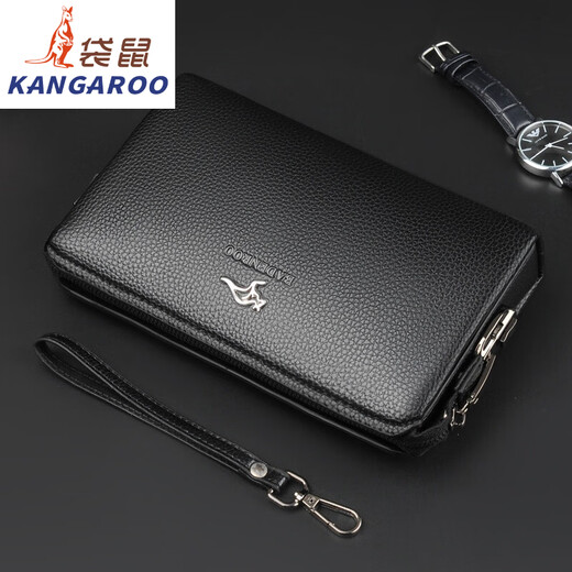 袋鼠（KANGAROO）2025新款手拿包密码锁男士软皮手包大容量手抓包商务手机钱包 A90手棕色