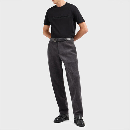 ARMANI/阿玛尼 EA 刺绣鹰标男士时尚丝光棉短袖圆领T恤 6D1T98 1JOCZ 灰色 677 S