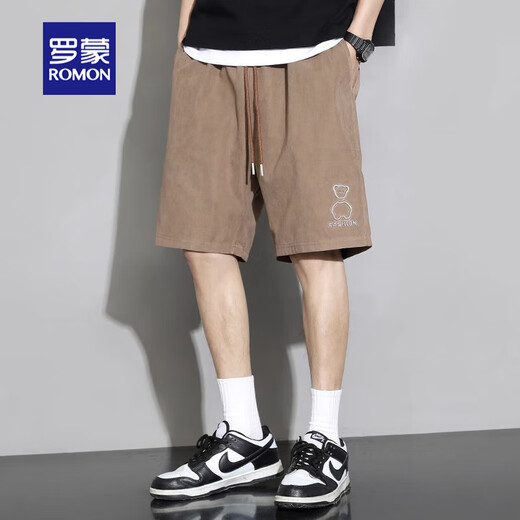 罗蒙休闲裤男美式复古冰丝短裤夏季薄款宽松工装运动男生夏天大裤衩子 KC806黑色 XL （ 130-150斤可穿）