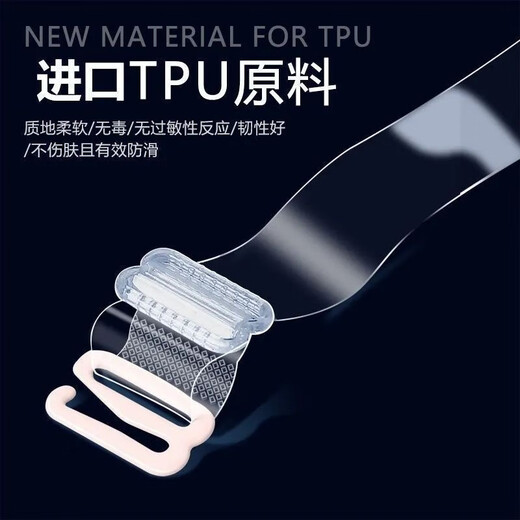隐形肩带加宽透明肩带磨砂内衣防滑隐形不锈钢扣内衣防滑配件简装 隐形肩带【静电扣】简装 透明【1.0cm】2对装