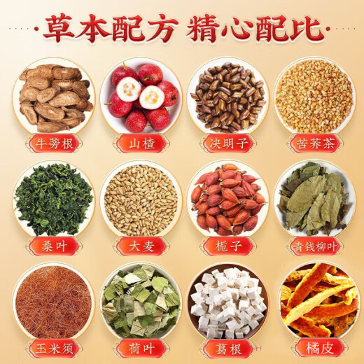 北京同仁堂玉米须桑叶茶青钱柳橘皮葛根可搭降茶血高三茶高糖高脂高压养生茶 1盒【体验装】
