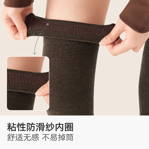 Cotton bamboo house over-the-knee socks for women in autumn and winter, anti-slip cotton stovepipe knee pads, spring and autumn black high-tube thigh socks, pressure over-the-knee dark gray + black 2 pairs, one size fits all, pressure over-the-knee tube height 54cm