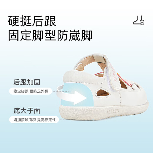 
Tylanis summer new toddler shoes toe children's sandals hollowed out baby girl soft sole Mary Jane shoes non-slip white/pink 21