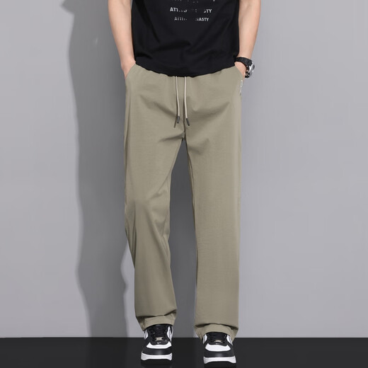 Chen Tang Hosen Herren Sommereis Seiden losen lässigen Hosen Männer lässige Hosen Männer Straight Hosen atmungsaktuelle große Hosen Arbeit Hosen CJ6636 Militärgrün 3xl