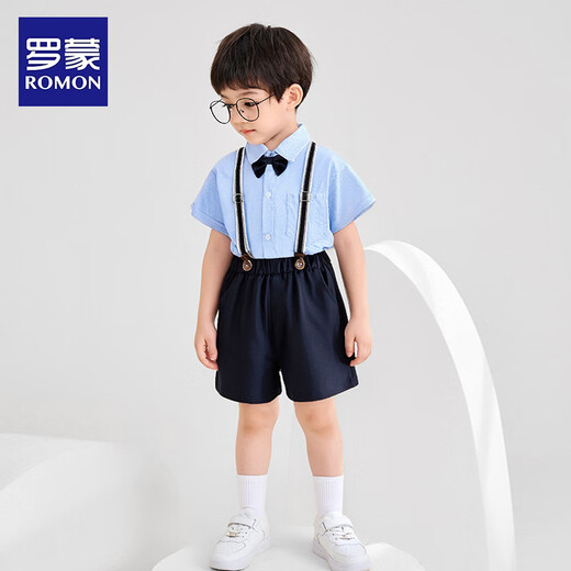 Traz de traje pequeño de Romon Boys 'Traje de flores del primer cumpleaños de los niños Disfraz de rendimiento infantil azul marino 130