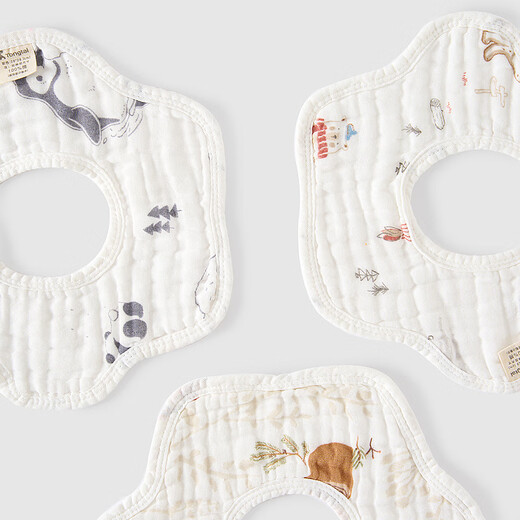 Tongtai (TONGTAI) baby bibs, pure cotton gauze, baby saliva wipes, newborn anti-vomiting pads, children's bibs, 3-piece set, uniform color 28x28cm