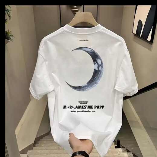 NJSKAKW港风短袖纯棉上衣男女款夏季宽松美式T恤新款潮牌情侣装半袖体恤 V761黑色(指南针) S 建议90-100斤