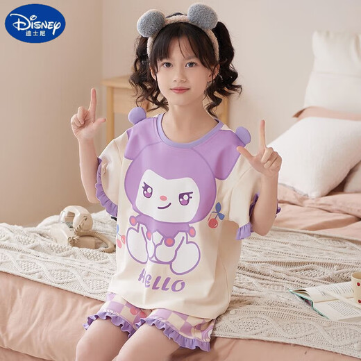迪士尼（Disney）甜美可爱女童家居服套装优质棉少女款夏季短袖短裤甜美睡衣女孩 687莫代尔 160 大童XL码 建议身高160-170CM