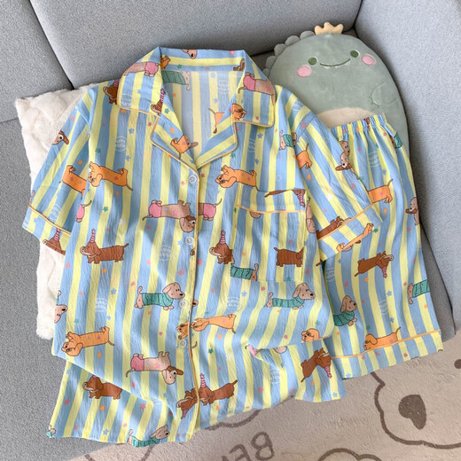 含蕊夏季云朵棉睡衣女卡通休闲家居服套装 3519 170 M