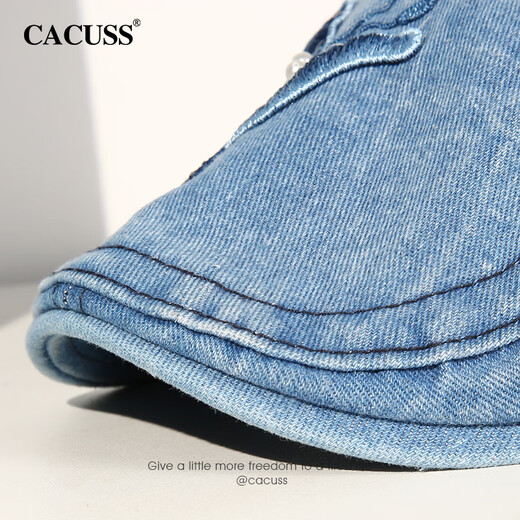 CACUSS【蝶梦蓝海】帽子女春夏前进帽贝雷帽复古蝴蝶牛仔国风时尚画家帽