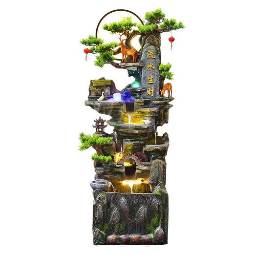 Vista de agua Hui Gran piso rocoso Adorados de agua que fluye Acción de agua Sala de estar Shengcai Fish Tank Opens Fountain Fengshui Wheel 9923 Medium High 133.6cm