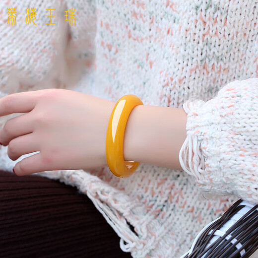 Kalain with certificate original ore chicken oil yellow beeswax bracelet for women natural blood amber bracelet fashion amber bracelet 1 cm beeswax bracelet 52M0 carat M-54MM