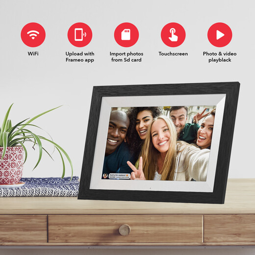 Almighty Vision pre-installed Frameo 10.1-inch WIFI digital cloud photo frame electronic photo album popular popular e-commerce smart FrameoAPP black-European regulations 32G