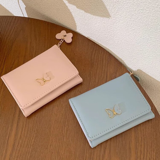Versión coreana de Chajin de la billetera linda billetera colgante de mariposa bolso de billetera corta integrada con caricatura femenina caricatura de monedas de alto valor amarillo